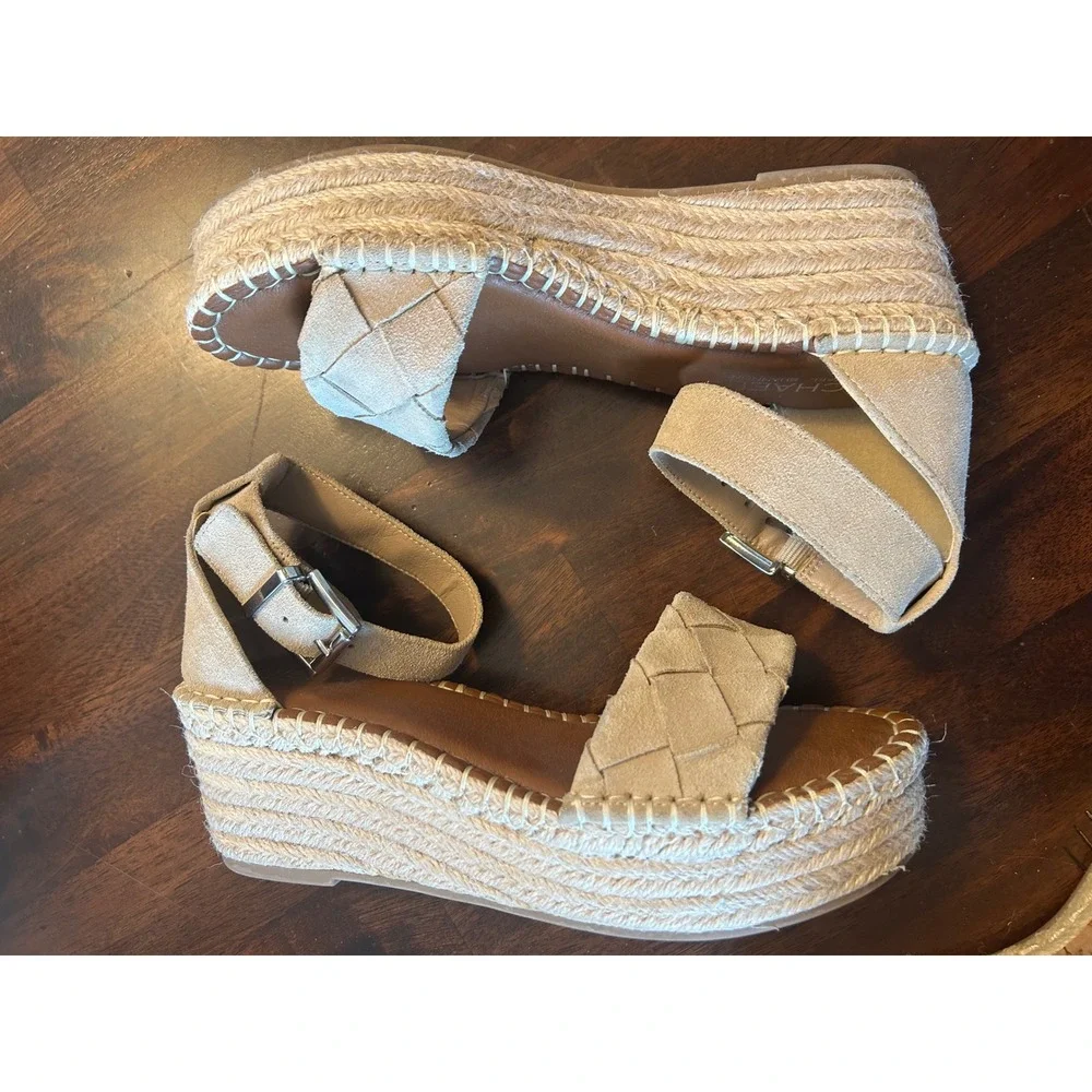 Michael by Michael Shannon Tan Woven Espadrille Wedge‎ Platform Sandals Mens 7